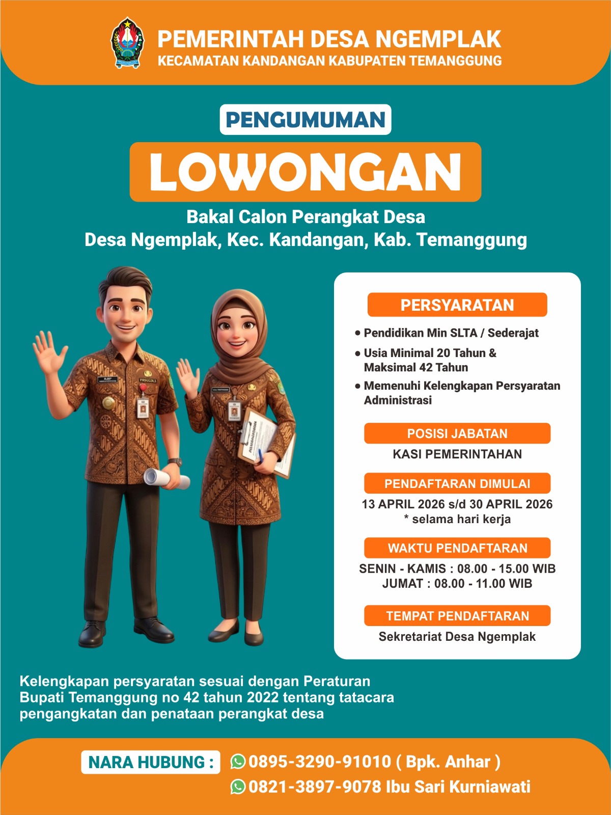 LOWONGAN PERANGKAT DESA NGEMPLAK FORMASI KASI PEMERINTAHAN